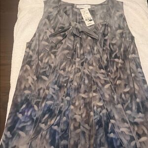 Nina Ricci Grays/Violet Silk Sleeveless Top With Tied Bow and Paneled Front NWT